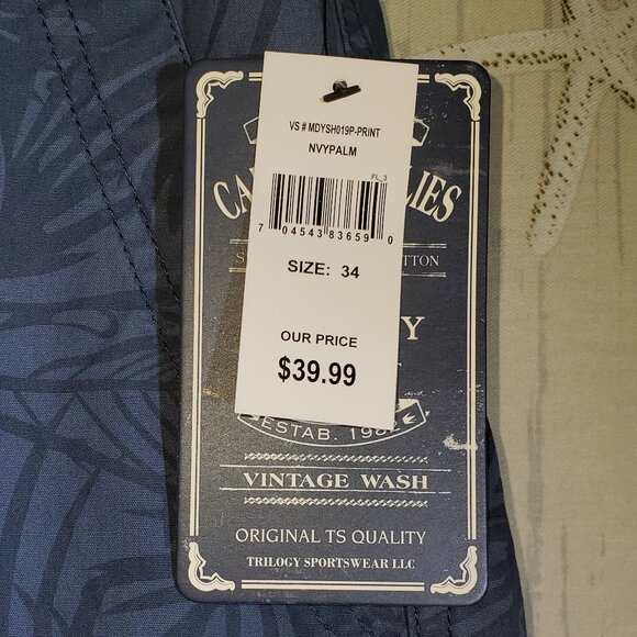 TRILOGY SPORTSWEAR NAVY PALM DESIGN MENS CARGO SHORTS - Picture 4 of 7